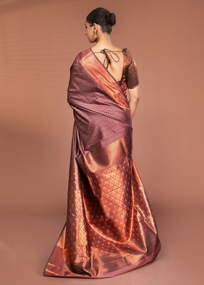 Pink Kanjivaram Silk Saree With Blouse Piece