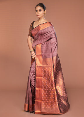Pink Kanjivaram Silk Saree With Blouse Piece