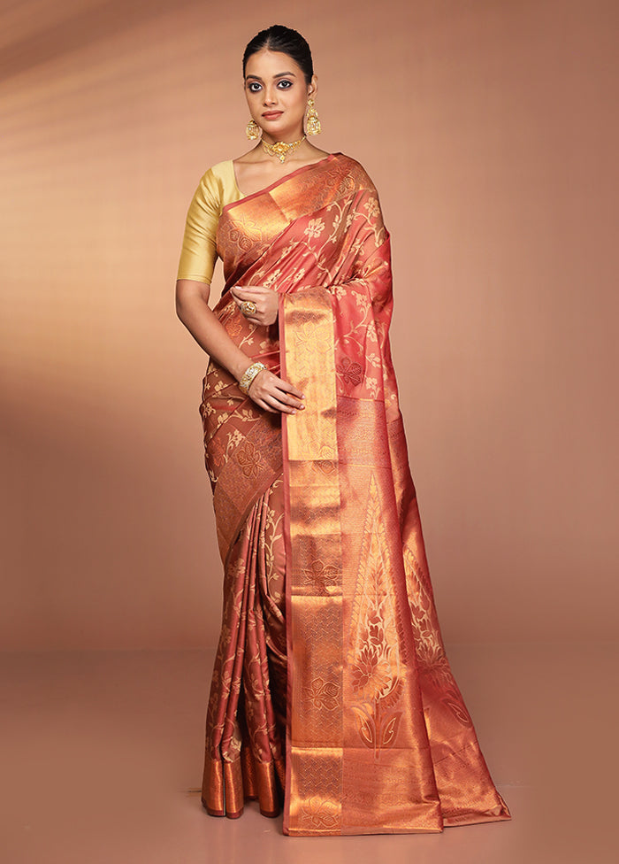 Maroon Kanjivaram Silk Saree With Blouse Piece