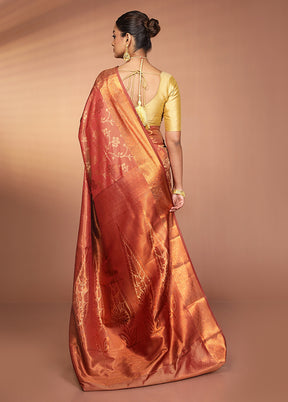 Maroon Kanjivaram Silk Saree With Blouse Piece