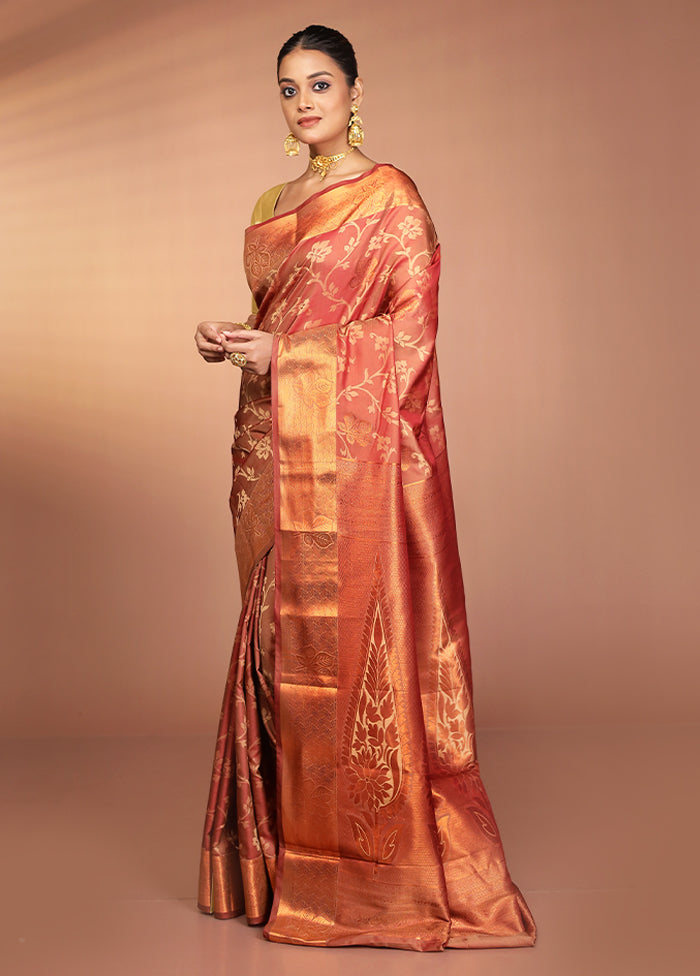 Maroon Kanjivaram Silk Saree With Blouse Piece
