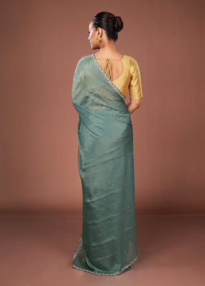 Green Tissue Silk Saree With Blouse Piece