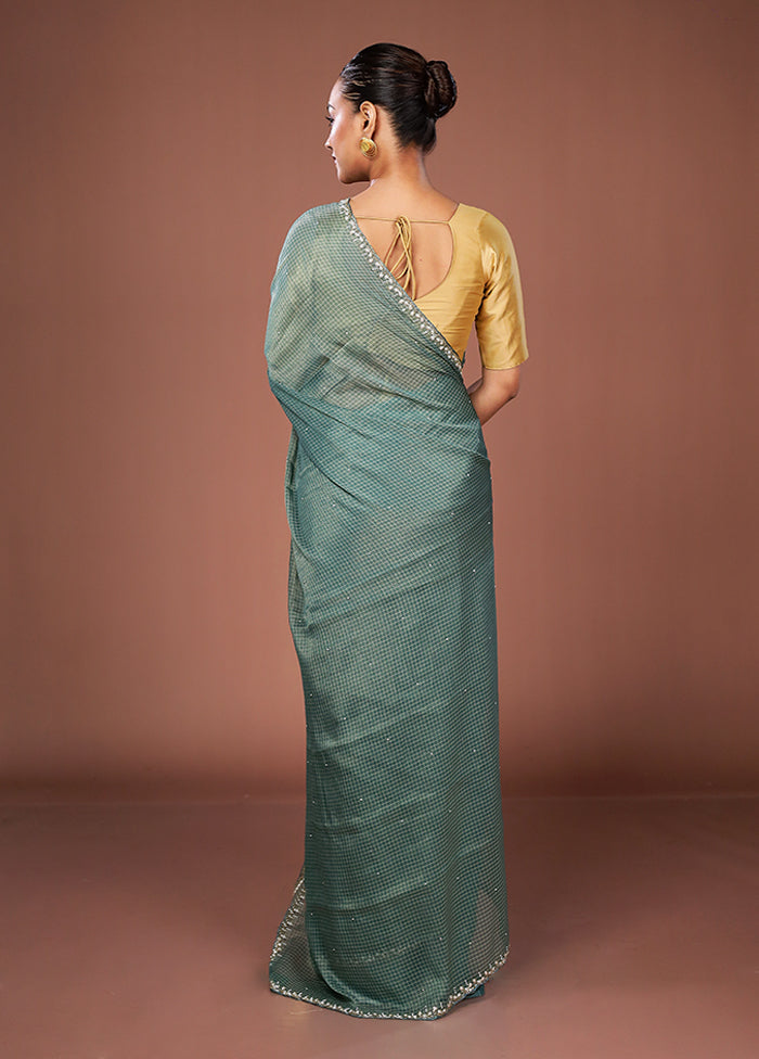 Green Tissue Silk Saree With Blouse Piece