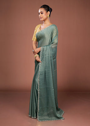 Green Tissue Silk Saree With Blouse Piece