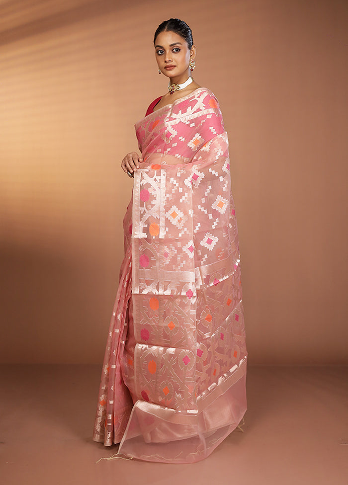 Pink Organza Saree With Blouse Piece