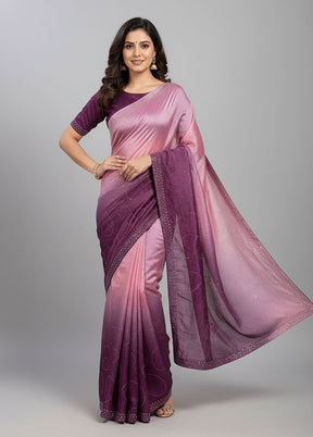 Purple Chiffon Silk Saree With Blouse Piece