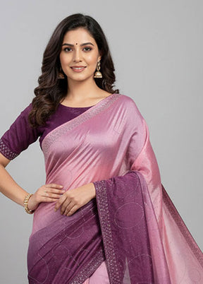 Purple Chiffon Silk Saree With Blouse Piece