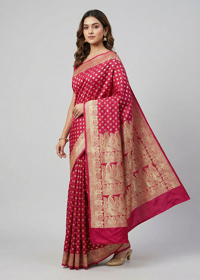 Red Handloom Banarasi Pure Silk Saree With Blouse Piece