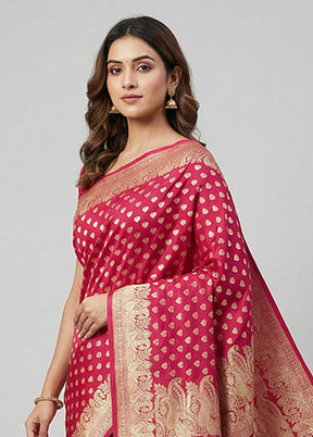 Red Handloom Banarasi Pure Silk Saree With Blouse Piece
