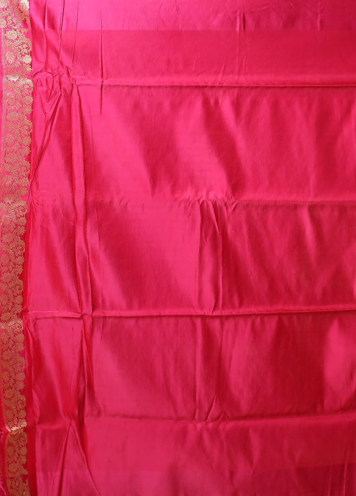 Purple Handloom Banarasi Pure Silk Saree With Blouse Piece