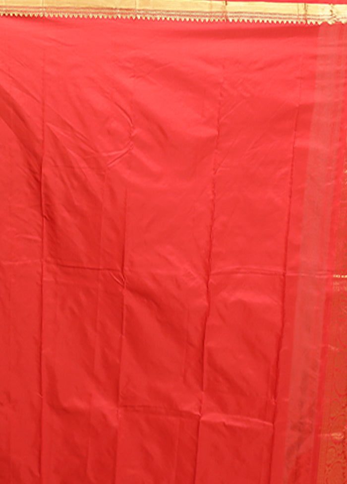 Red Kanjivaram Silk Saree With Blouse Piece