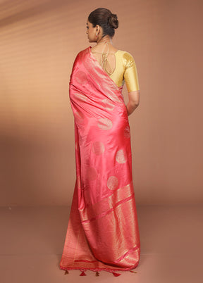 Pink Dupion Silk Saree With Blouse Piece