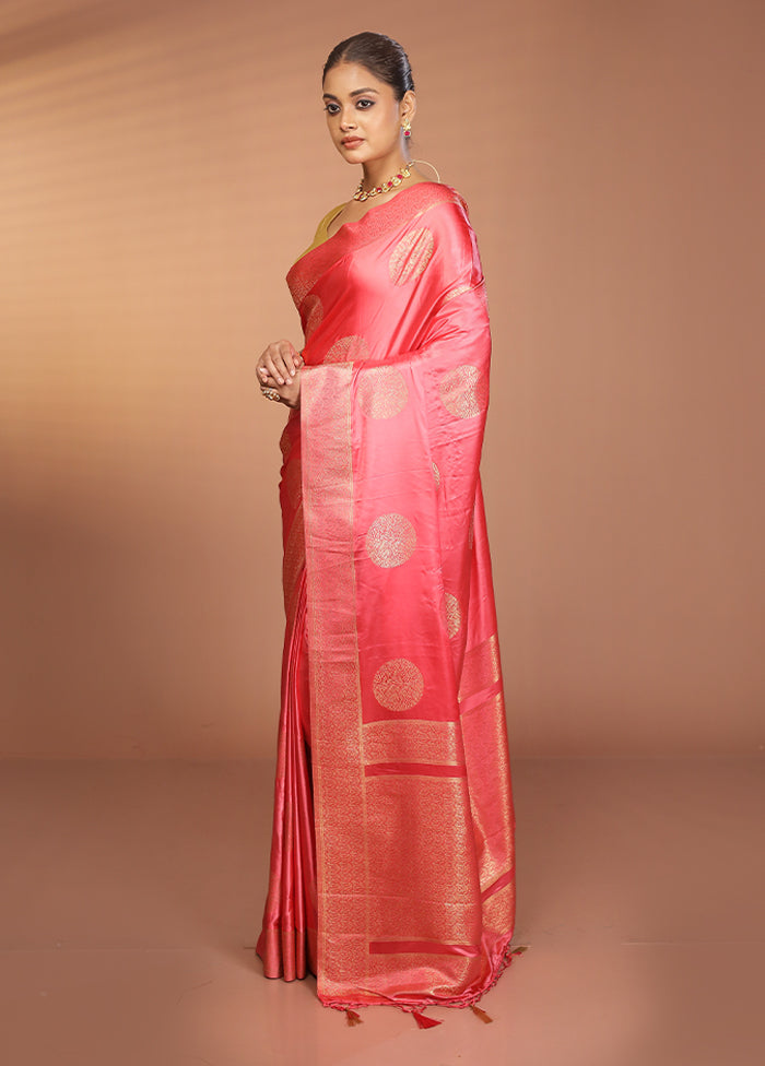 Pink Dupion Silk Saree With Blouse Piece