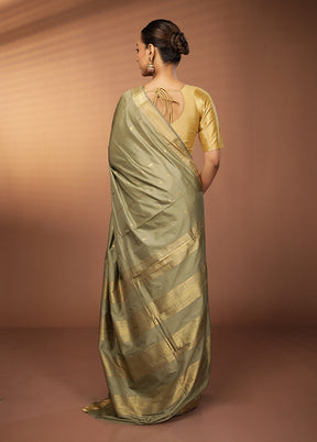 Cream Kanjivaram Silk Saree With Blouse Piece