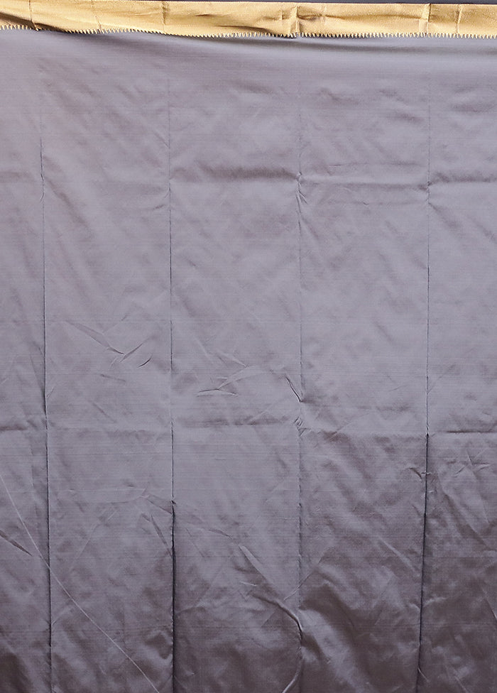 Grey Kanjivaram Silk Saree With Blouse Piece