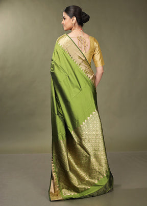 Green Kanjivaram Silk Saree With Blouse Piece