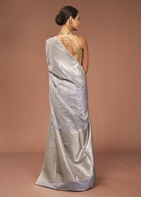 Grey Uppada Silk Saree With Blouse Piece