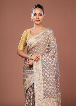 Multicolor Kora Silk Saree With Blouse Piece