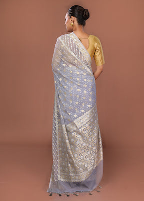 Multicolor Kora Silk Saree With Blouse Piece