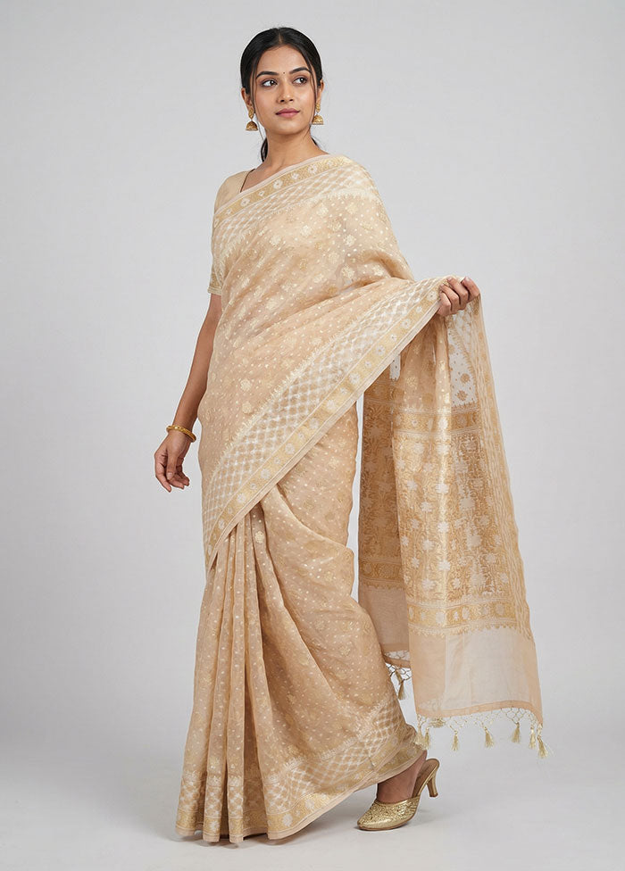 Multicolor Kora Silk Saree With Blouse Piece