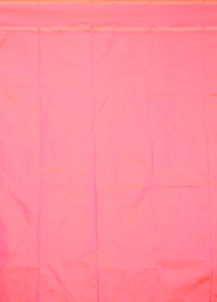 Pink Kanjivaram Silk Saree With Blouse Piece