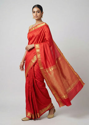 Pink Kanjivaram Silk Saree With Blouse Piece