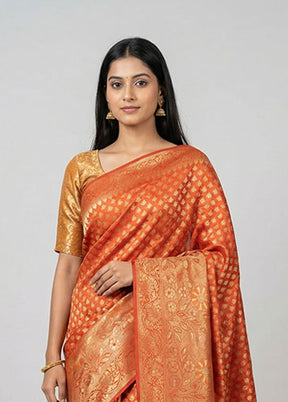 Red Dupion Silk Saree With Blouse Piece