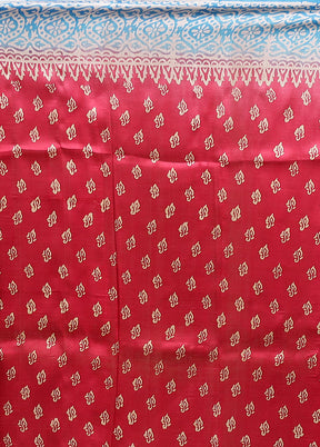 Pink Printed Silk Saree Without Blouse Piece