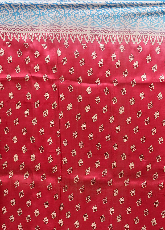 Pink Printed Silk Saree Without Blouse Piece