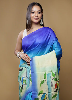 Multicolor Printed Silk Saree With Blouse Piece