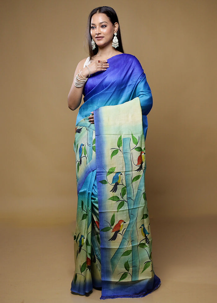 Multicolor Printed Silk Saree With Blouse Piece