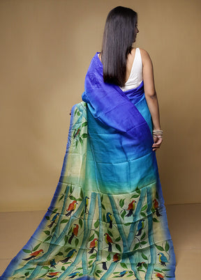 Multicolor Printed Silk Saree With Blouse Piece