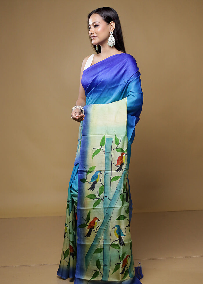Multicolor Printed Silk Saree With Blouse Piece