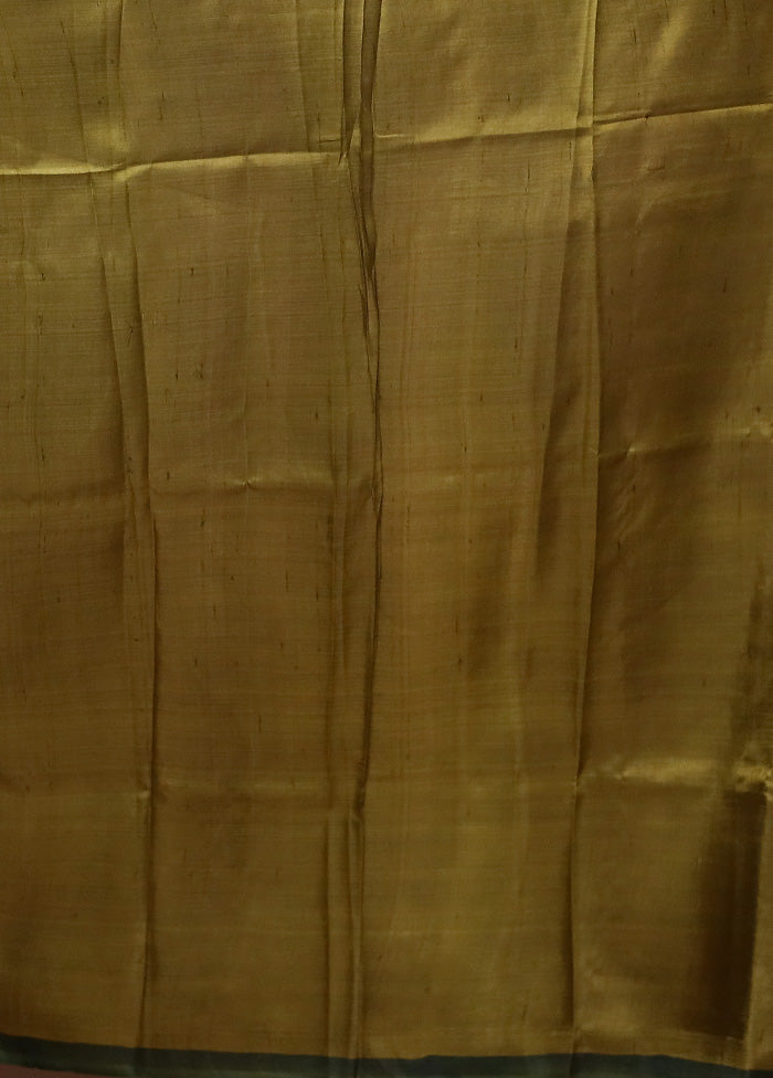 Green Printed Silk Saree Without Blouse Piece