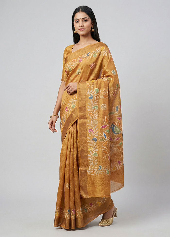 Multicolor Tussar Silk Saree With Blouse Piece