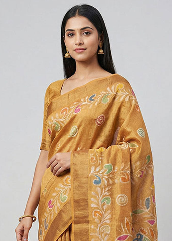 Multicolor Tussar Silk Saree With Blouse Piece
