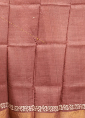 Brown Tussar Silk Saree With Blouse Piece