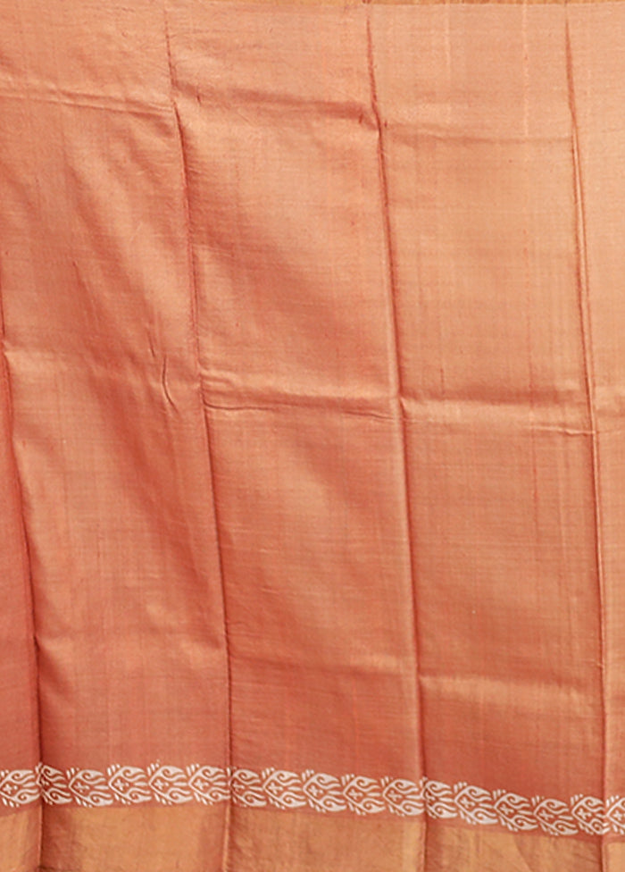 Brown Tussar Silk Saree With Blouse Piece
