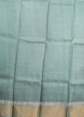 Green Tussar Silk Saree With Blouse Piece