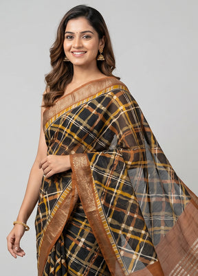 Black Tussar Silk Saree With Blouse Piece