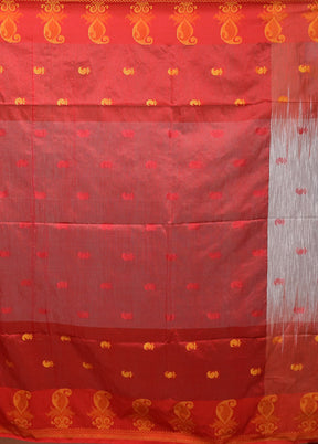 Red Cotton Saree With Blouse Piece