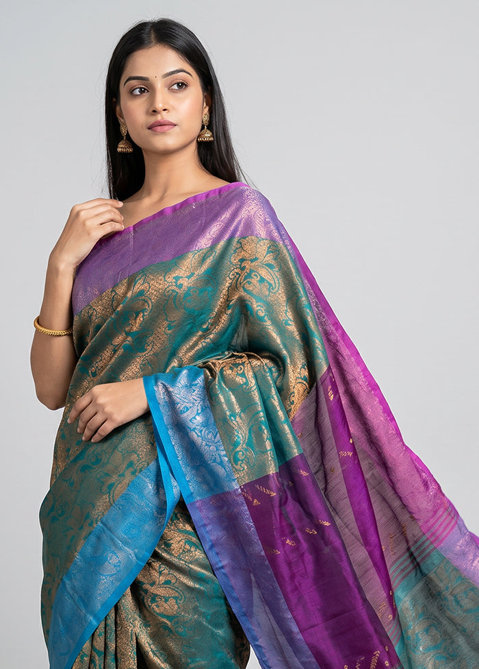 Maroon Khadi Cotton Saree With Blouse Piece