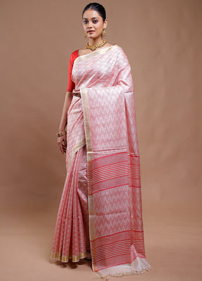 Cream Tussar Silk Saree With Blouse Piece