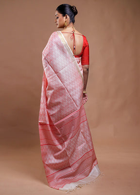 Cream Tussar Silk Saree With Blouse Piece