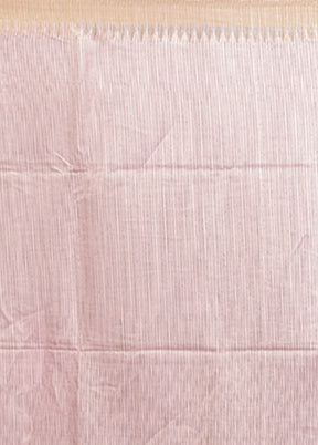 Cream Handloom Tussar Pure Silk Saree With Blouse Piece