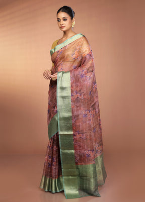 Blue Organza Saree With Blouse Piece