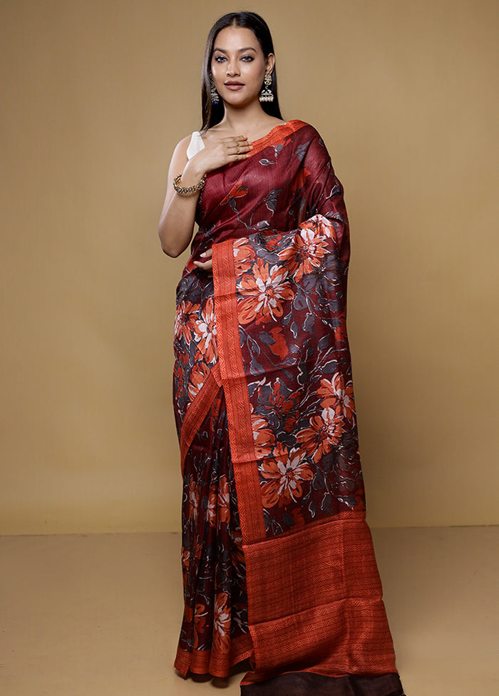 Multicolor Printed Silk Saree Without Blouse Piece