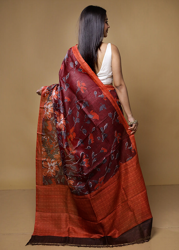 Multicolor Printed Silk Saree Without Blouse Piece