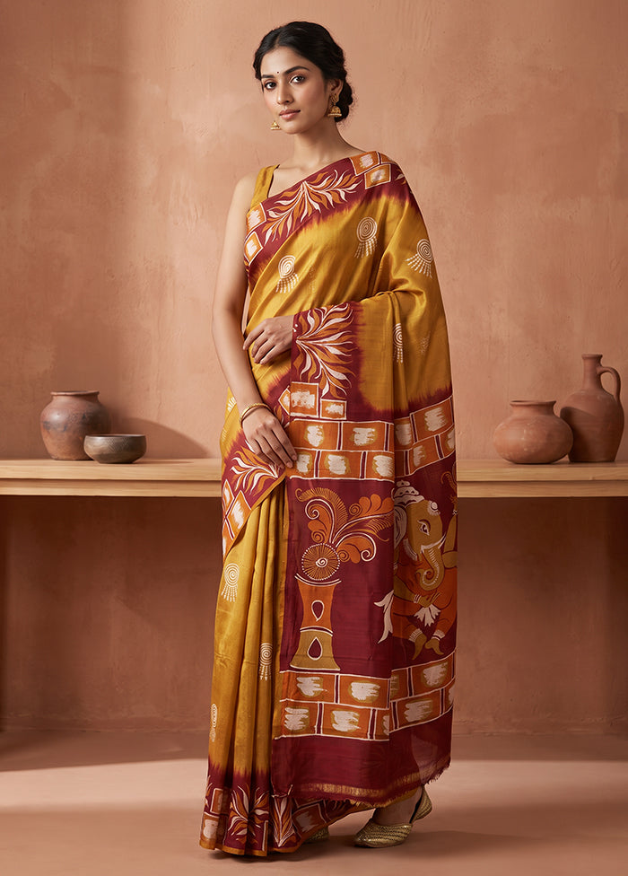 Grey Printed Pure Silk Saree Without Blouse Piece