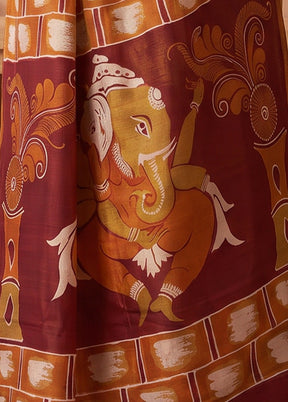 Grey Printed Pure Silk Saree Without Blouse Piece